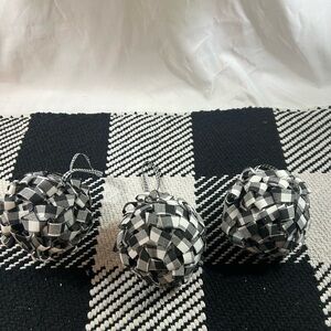 Black and White Woven Holiday Ornaments